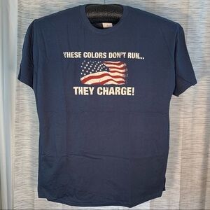Grunt Apparel NWT dusk blue “patriotic slogan” short sleeve tee shirt.